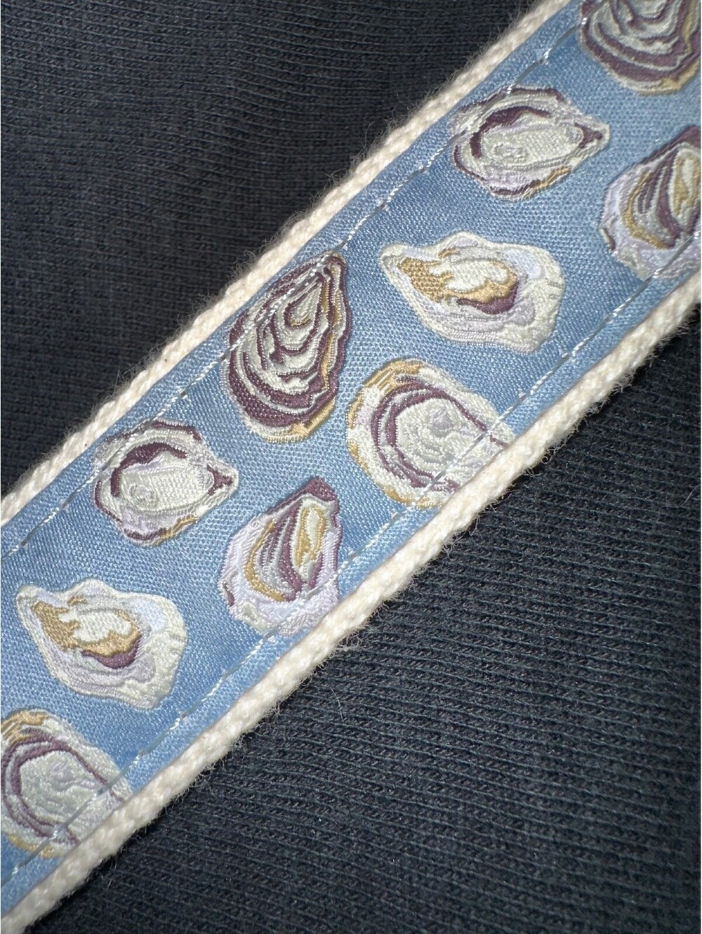 Preston Leather Ribbon Canvas Belt Oyster Shell USA NWT 34